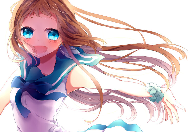 Anime Girl with Blue Eyes — Cheerful
