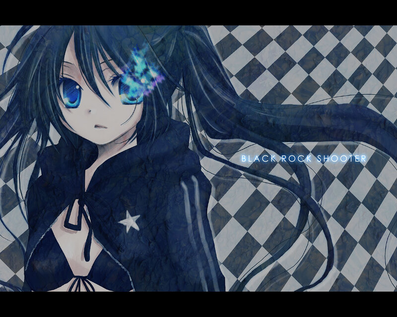 Anime Girl with Blue Eyes — Dramatic, Checkered Floor