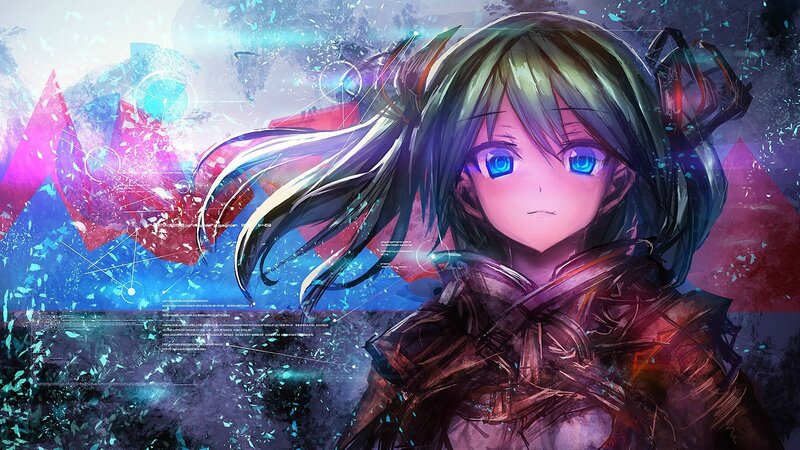 Anime Girl with Blue Eyes — Dramatic, Digital Art, Digital Effects
