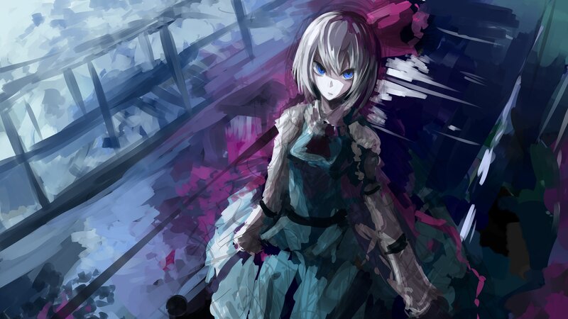 Anime Girl with Blue Eyes — Dramatic, Digital Art, Dress