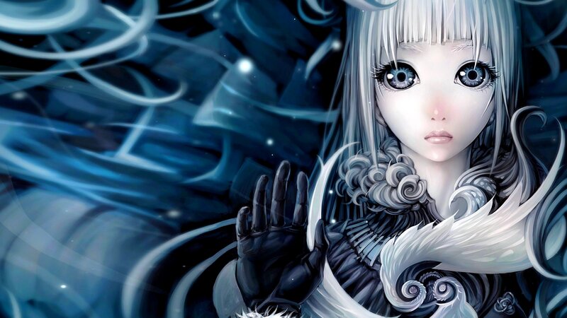 Anime Girl with Blue Eyes — Dramatic, Digital Art, Long Hair