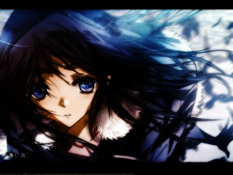 Anime Girl with Blue Eyes — Dramatic, Hair
