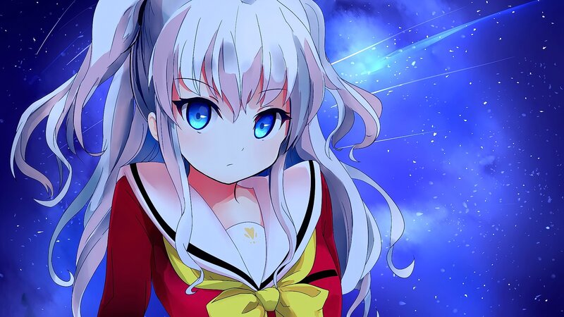 Anime Girl with Blue Eyes — Dramatic, Night, Sailor Uniform