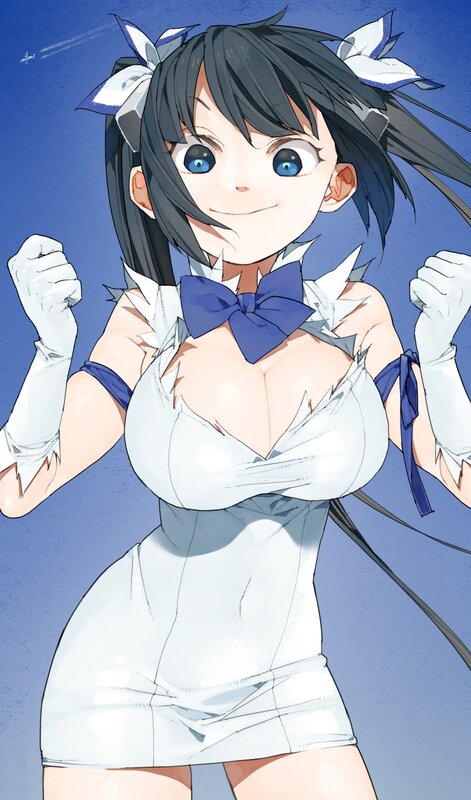 Anime Girl with Blue Eyes — Energetic, White Dress