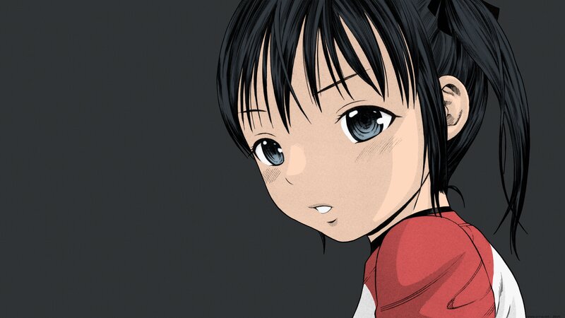 Anime Girl with Blue Eyes — Gray, Neutral, Manga