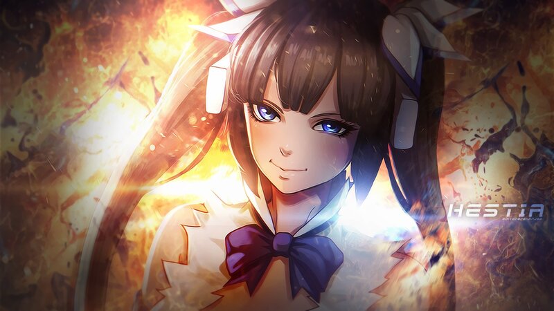 Anime Girl with Blue Eyes — Orange, Dramatic, Digital Art