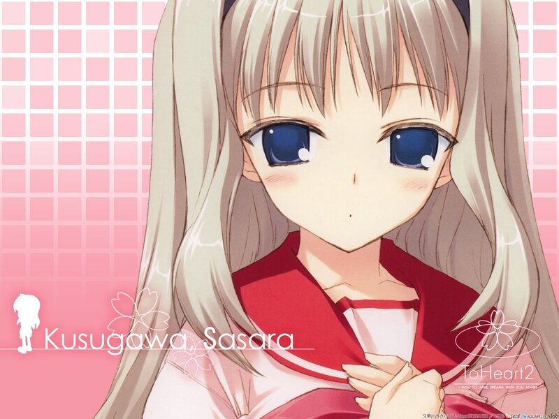 Anime Girl with Blue Eyes — Pink, Calm, School Uniform, Cherry Blossoms
