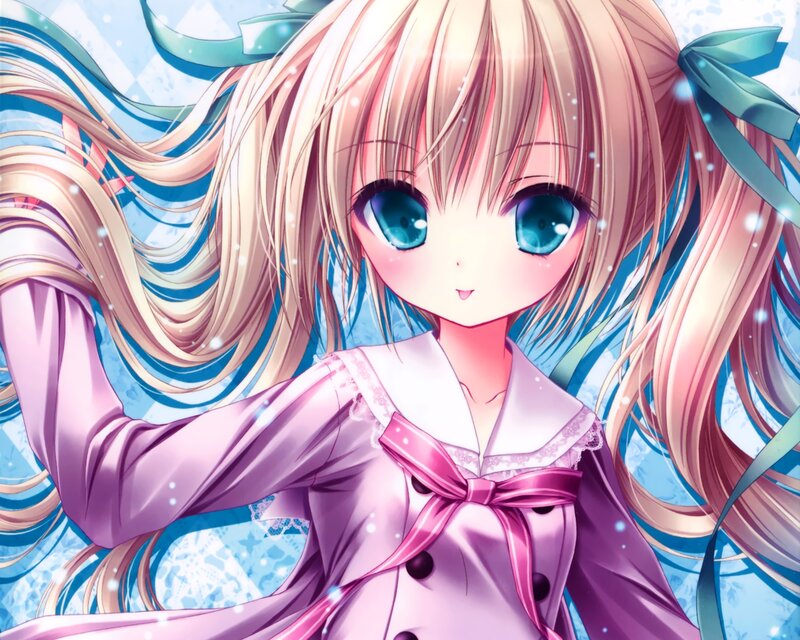 Anime Girl with Blue Eyes — Pink, Dreamy