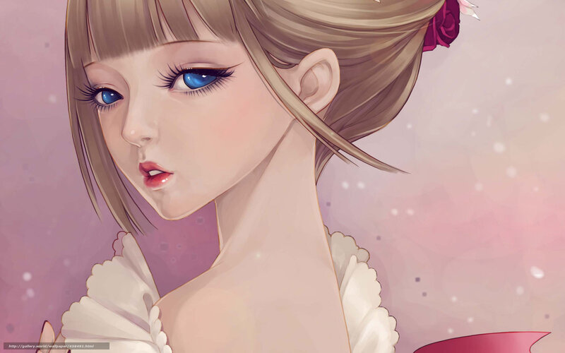 Anime Girl with Blue Eyes — Pink, Serene, Digital Art, Blue Eyes