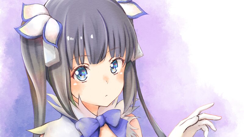Anime Girl with Blue Eyes — Purple, Calm, Digital Art, Bow