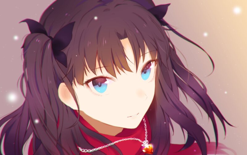 Anime Girl with Blue Eyes — Purple, Calm, Red Scarf