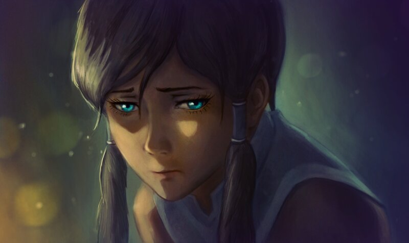 Anime Girl with Blue Eyes — Purple, Dramatic, Night, Digital Art, Pigtails