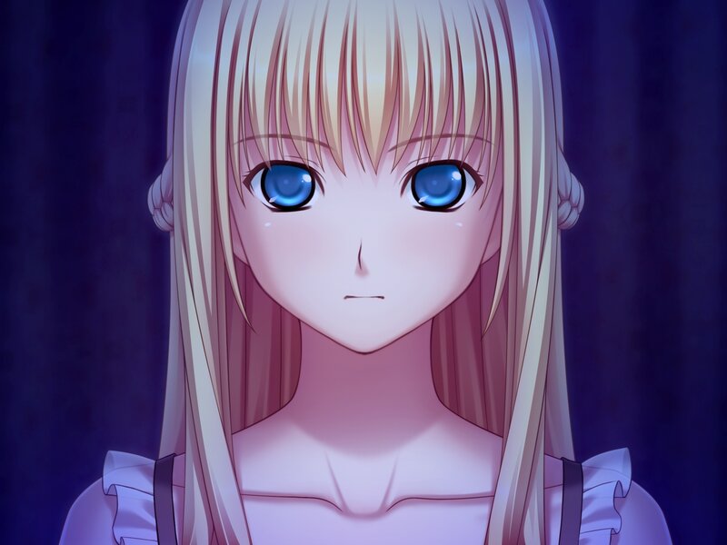 Anime Girl with Blue Eyes — Purple, Dramatic, Night