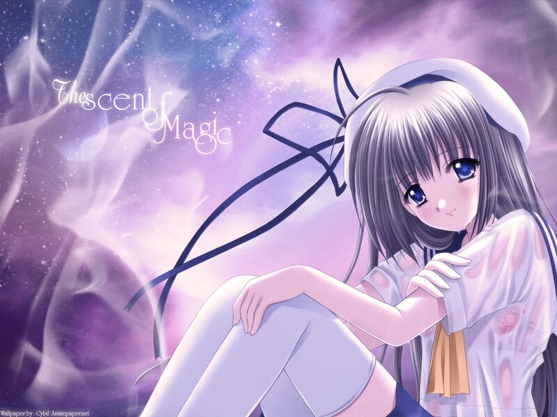 Anime Girl with Blue Eyes — Purple, Dreamy, Night