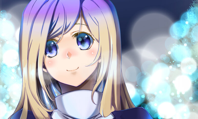 Anime Girl with Blue Eyes — Purple, Dreamy