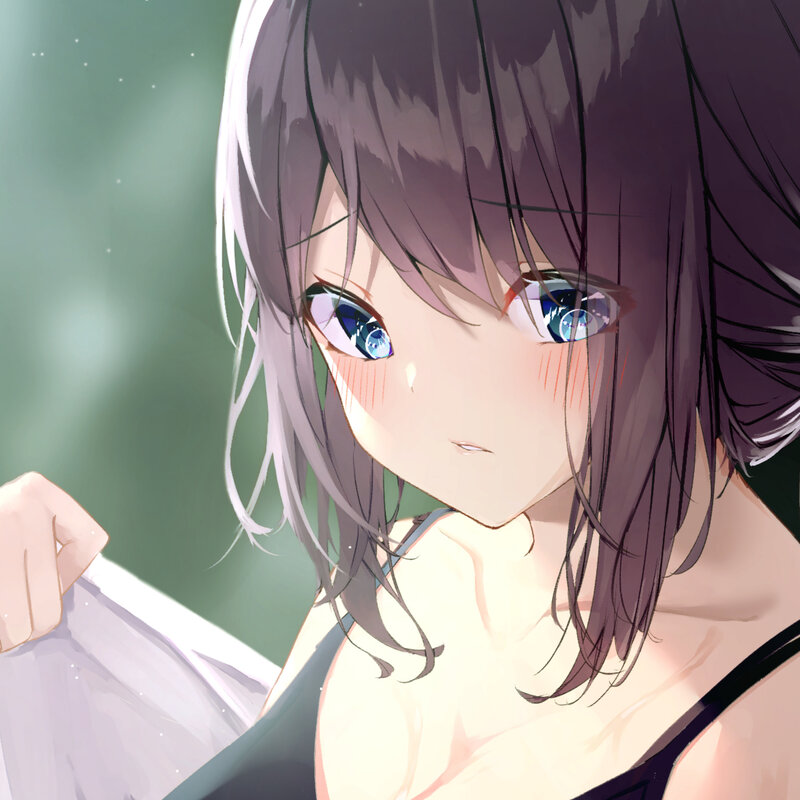 Anime Girl with Blue Eyes — Purple, Serene, Blue Eyes
