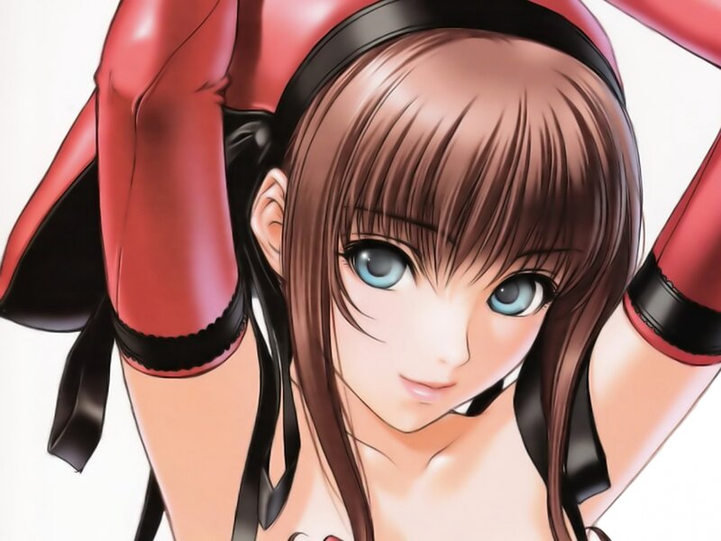 Anime Girl with Blue Eyes — Red