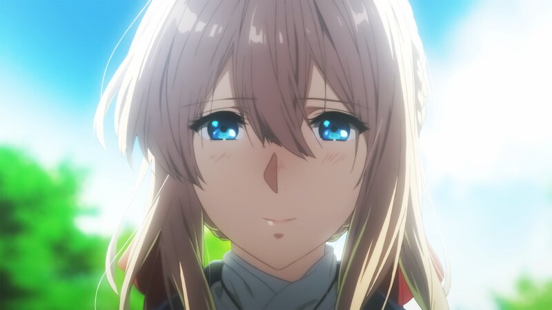 Anime Girl with Blue Eyes — Serene, Afternoon, Blue Sky