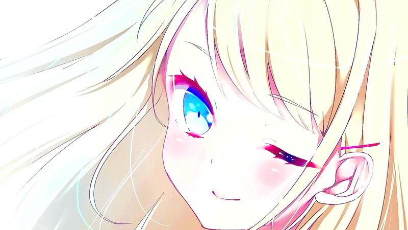 Anime Girl with Blue Eyes — White, Bright