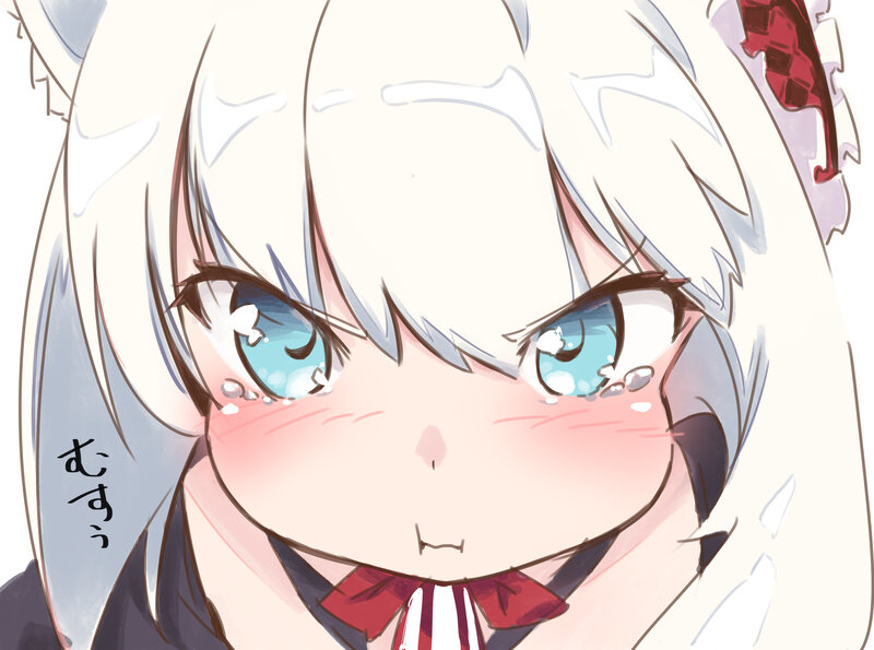 Anime Girl with Blue Eyes — White, Crying