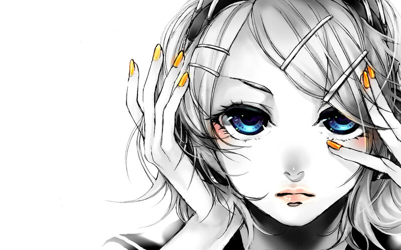 Anime Girl with Blue Eyes — White, Dramatic, Manga