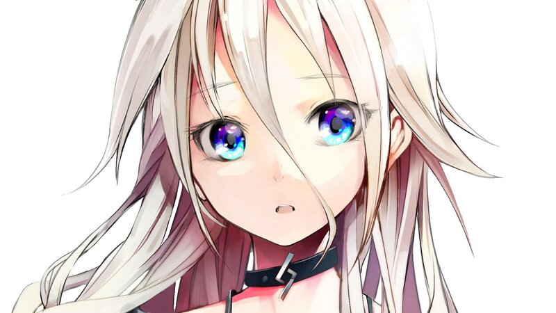 Anime Girl with Blue Eyes — White, Neutral, Choker