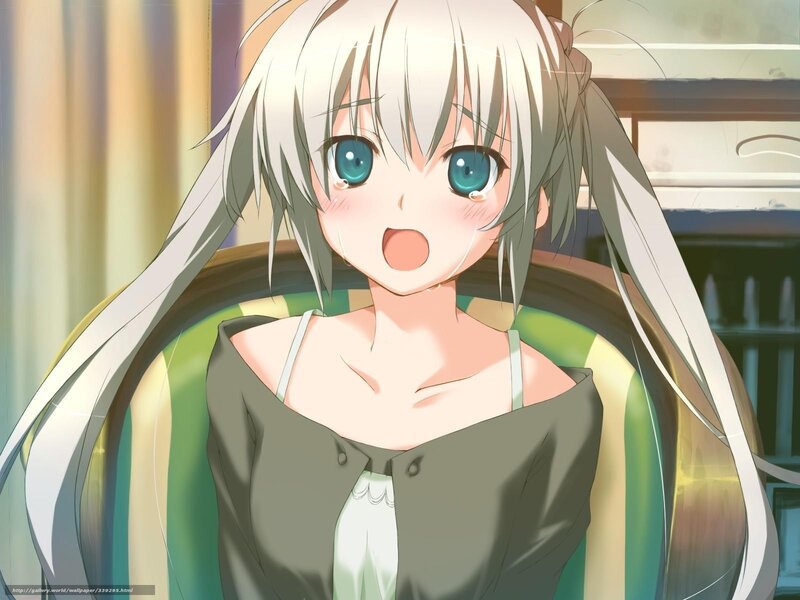 Anime Girl with Blue Eyes — White, Surprised