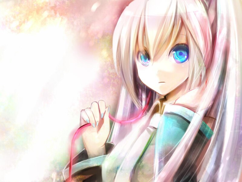 Anime Girl with Blue Eyes — White