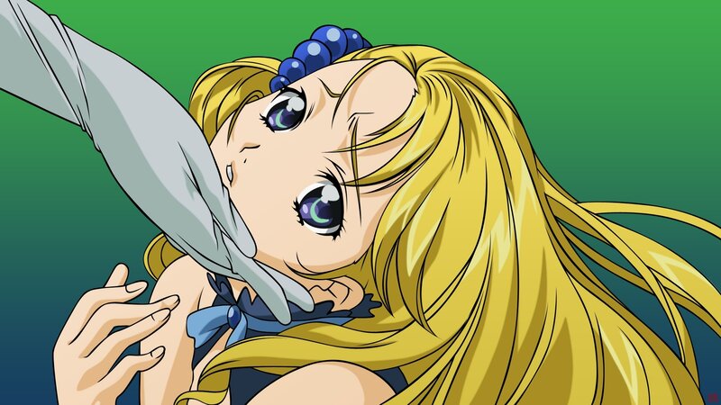 Anime Girl with Blue Eyes — Yellow, Dramatic
