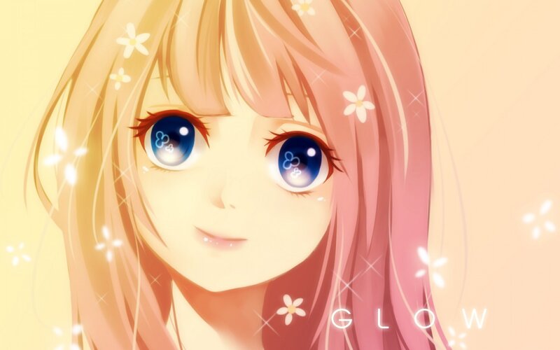 Anime Girl with Blue Eyes — Yellow, Dreamy, Digital Art