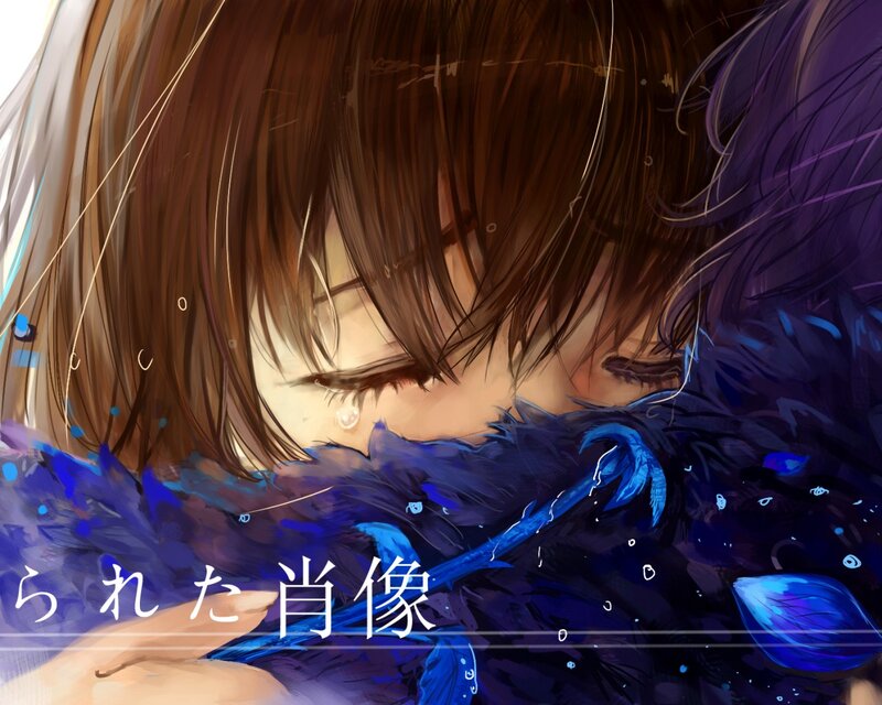 Anime Girl with Blue Feathers — Melancholic