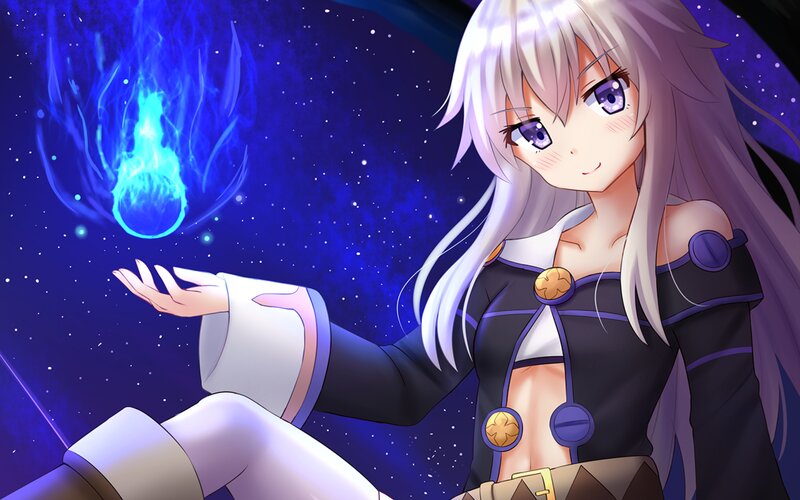 Anime Girl with Blue Flame