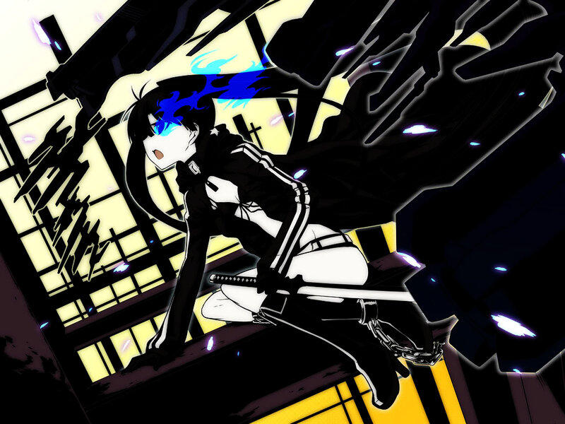 anime girl with blue flames