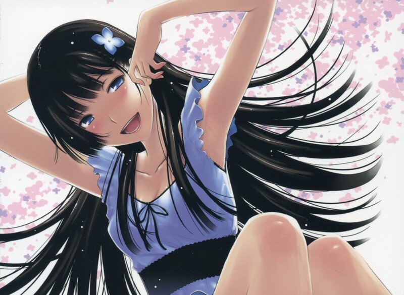 anime girl with blue flower