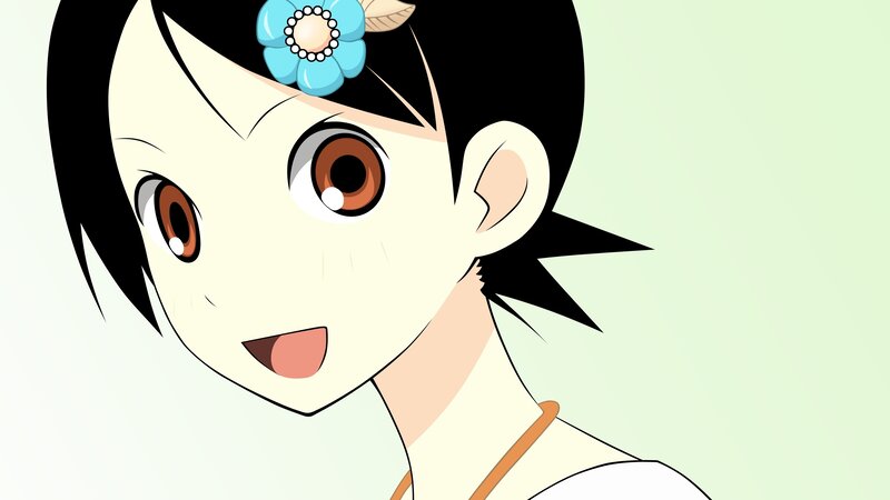 anime girl with blue flower