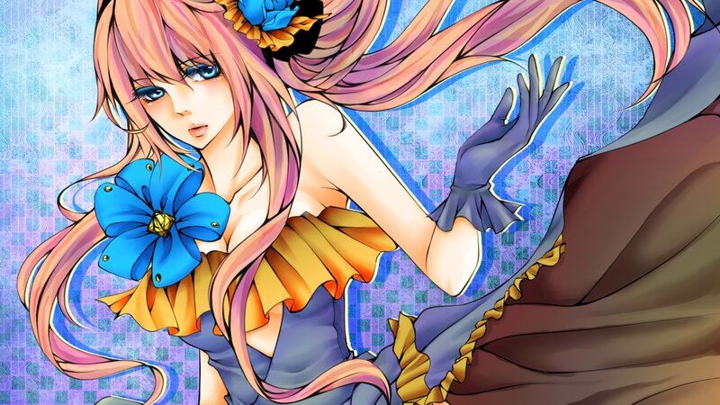 anime girl with blue flower
