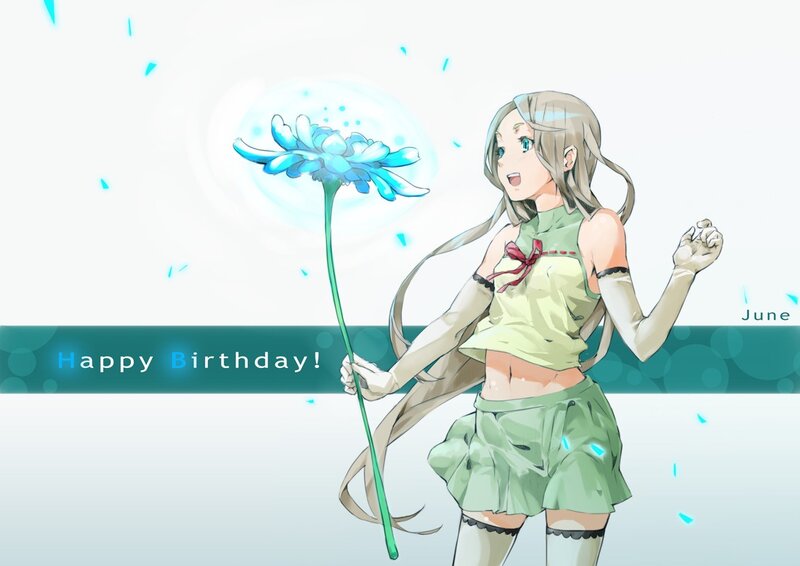 Anime girl with blue flower