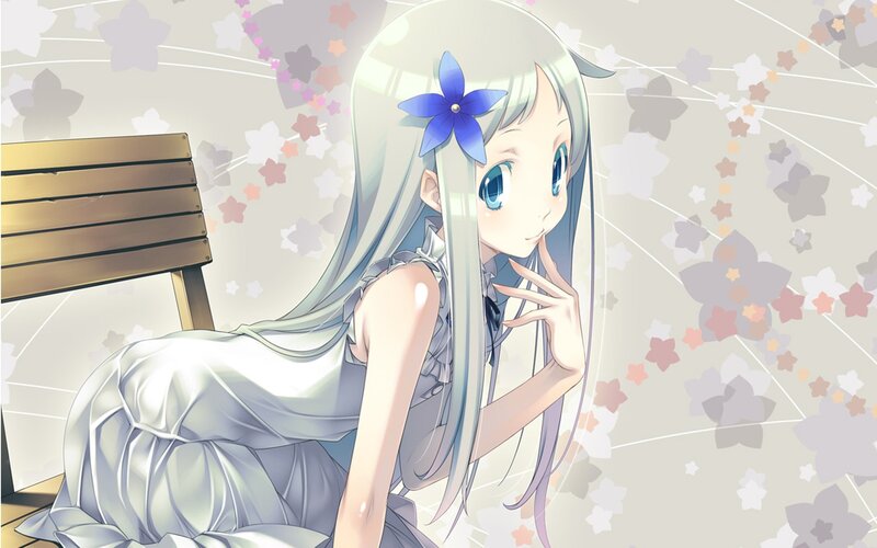 anime girl with blue flower