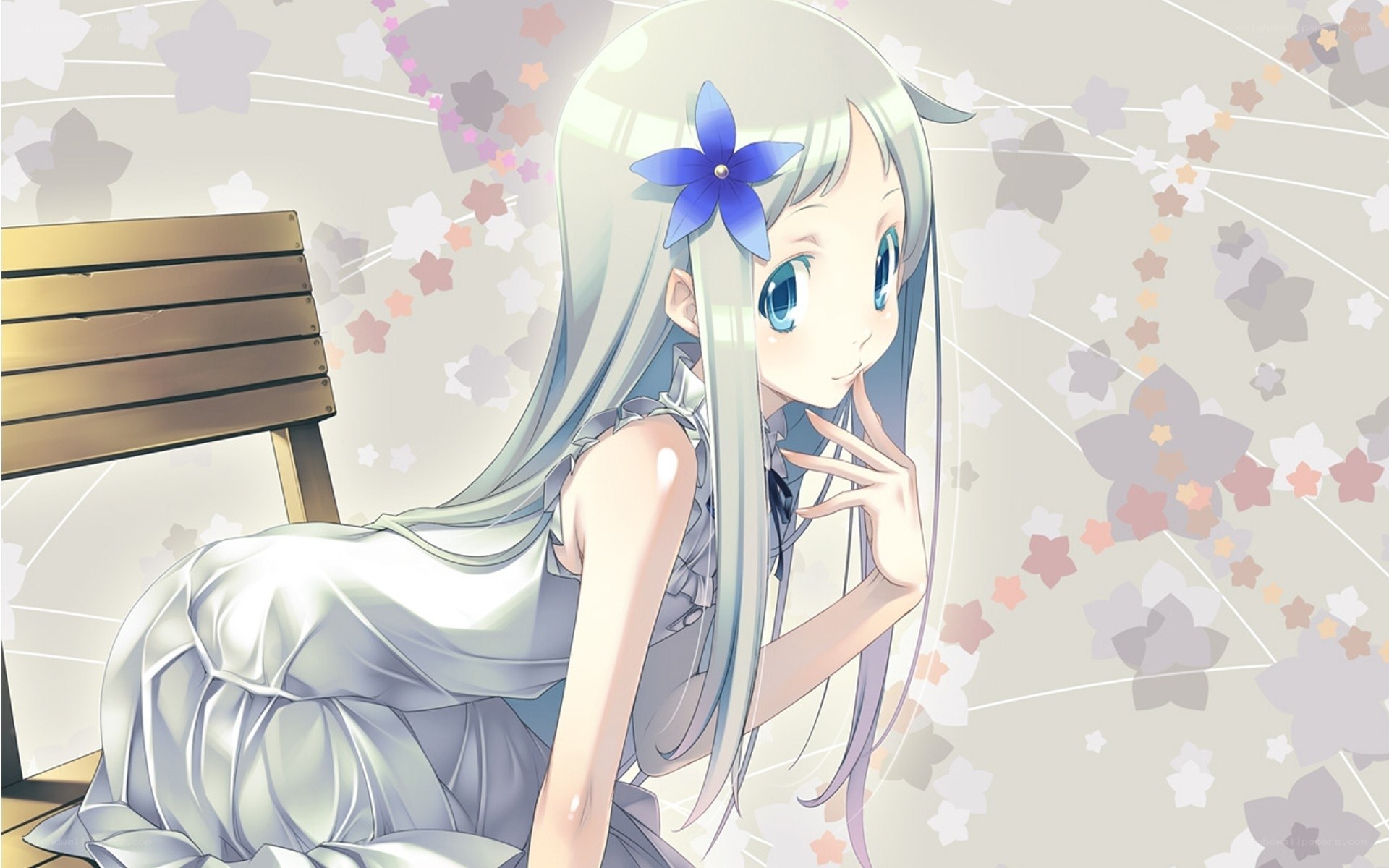 anime girl with blue flower