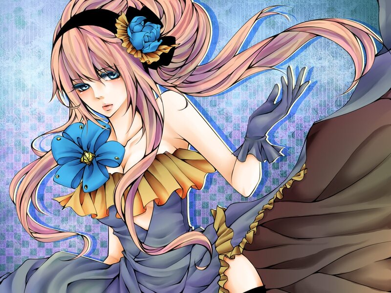anime girl with blue flowers