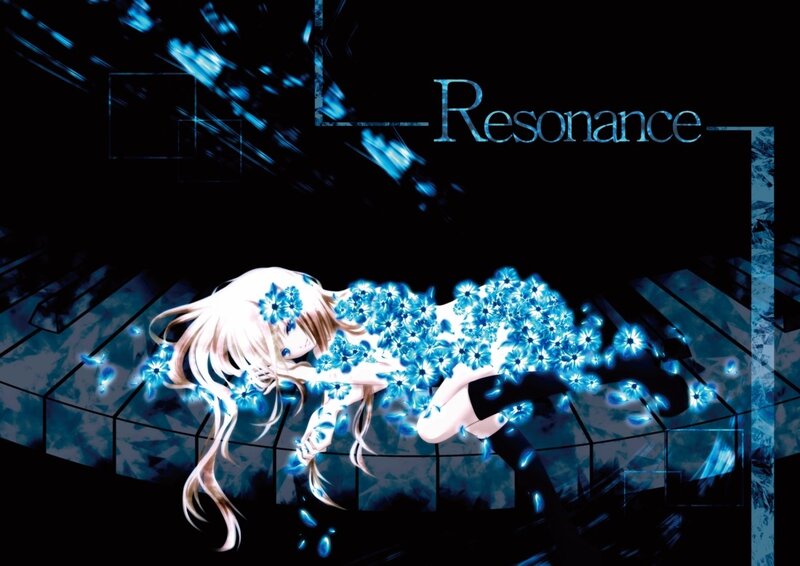 Anime girl with blue flowers