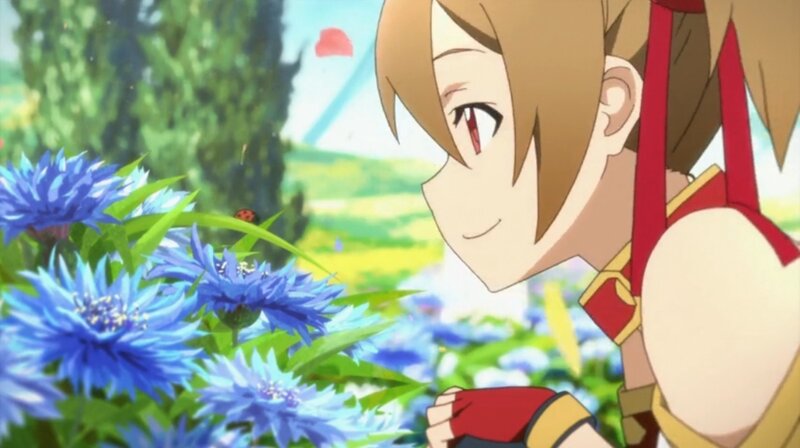 Anime Girl with Blue Flowers — Serene, Afternoon