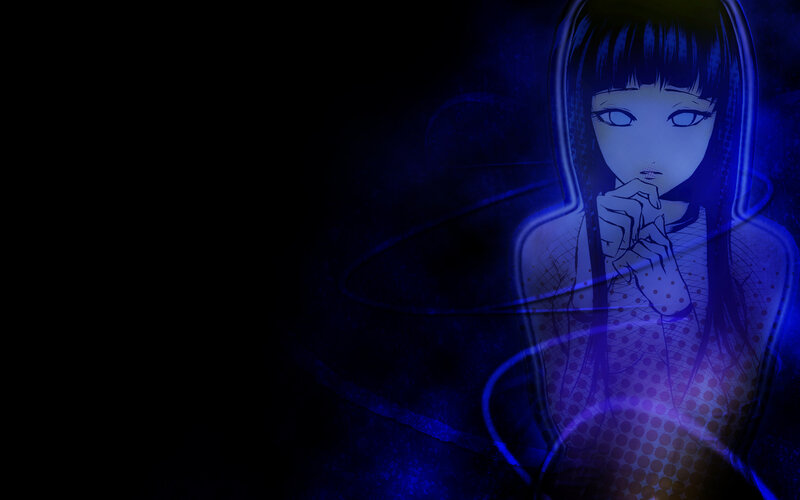 anime girl with blue glow