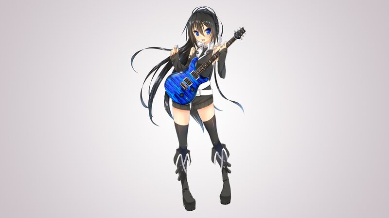 anime girl with blue guitar