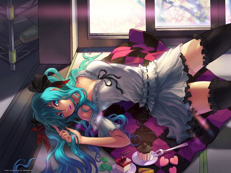 Anime girl with blue hair