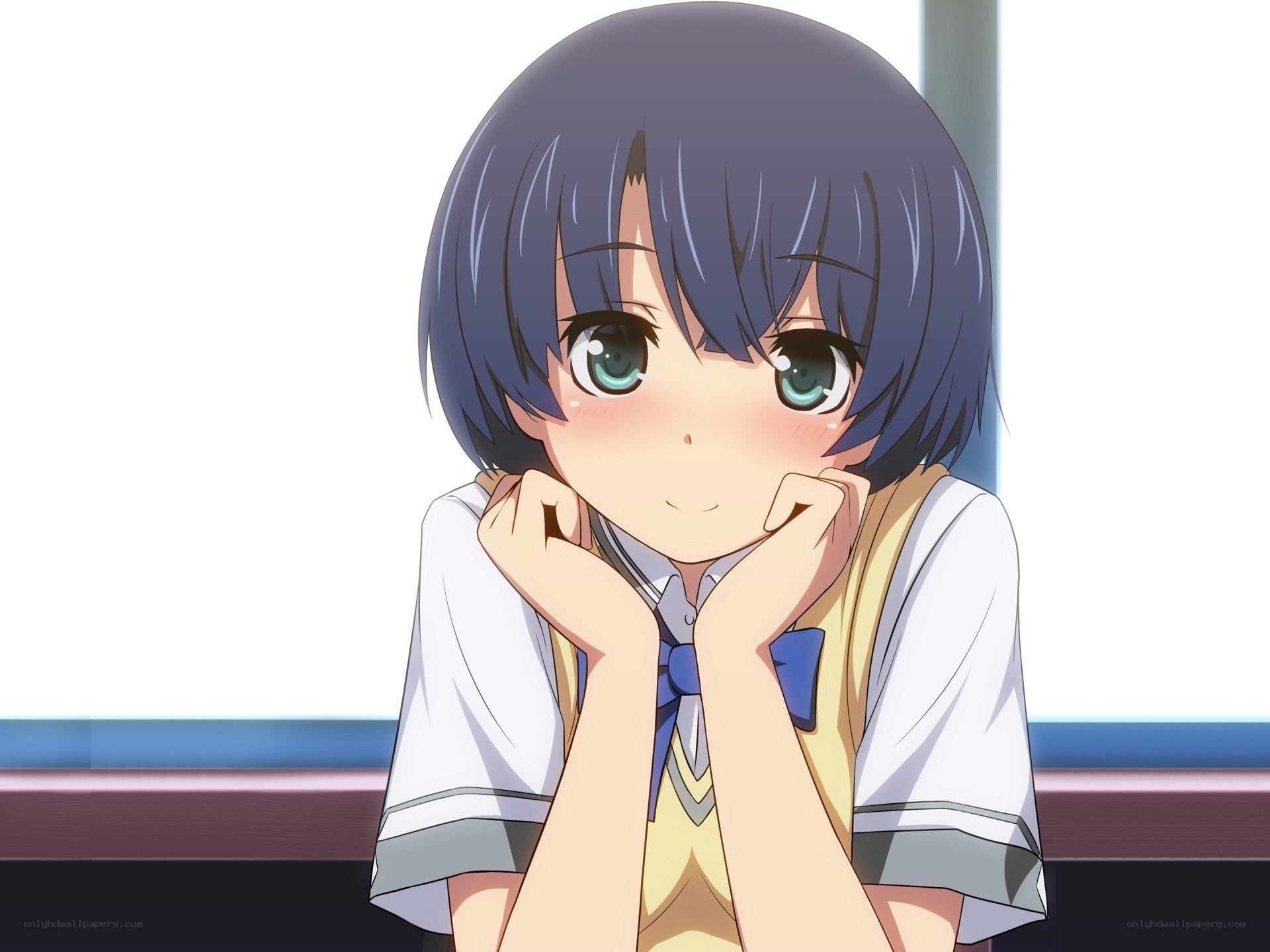 anime girl with blue hair