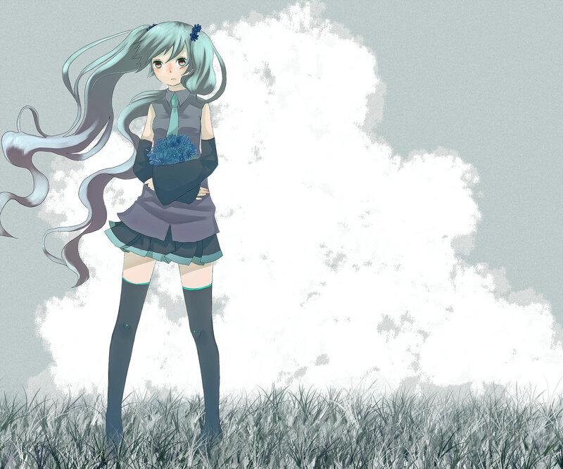 anime girl with blue hair