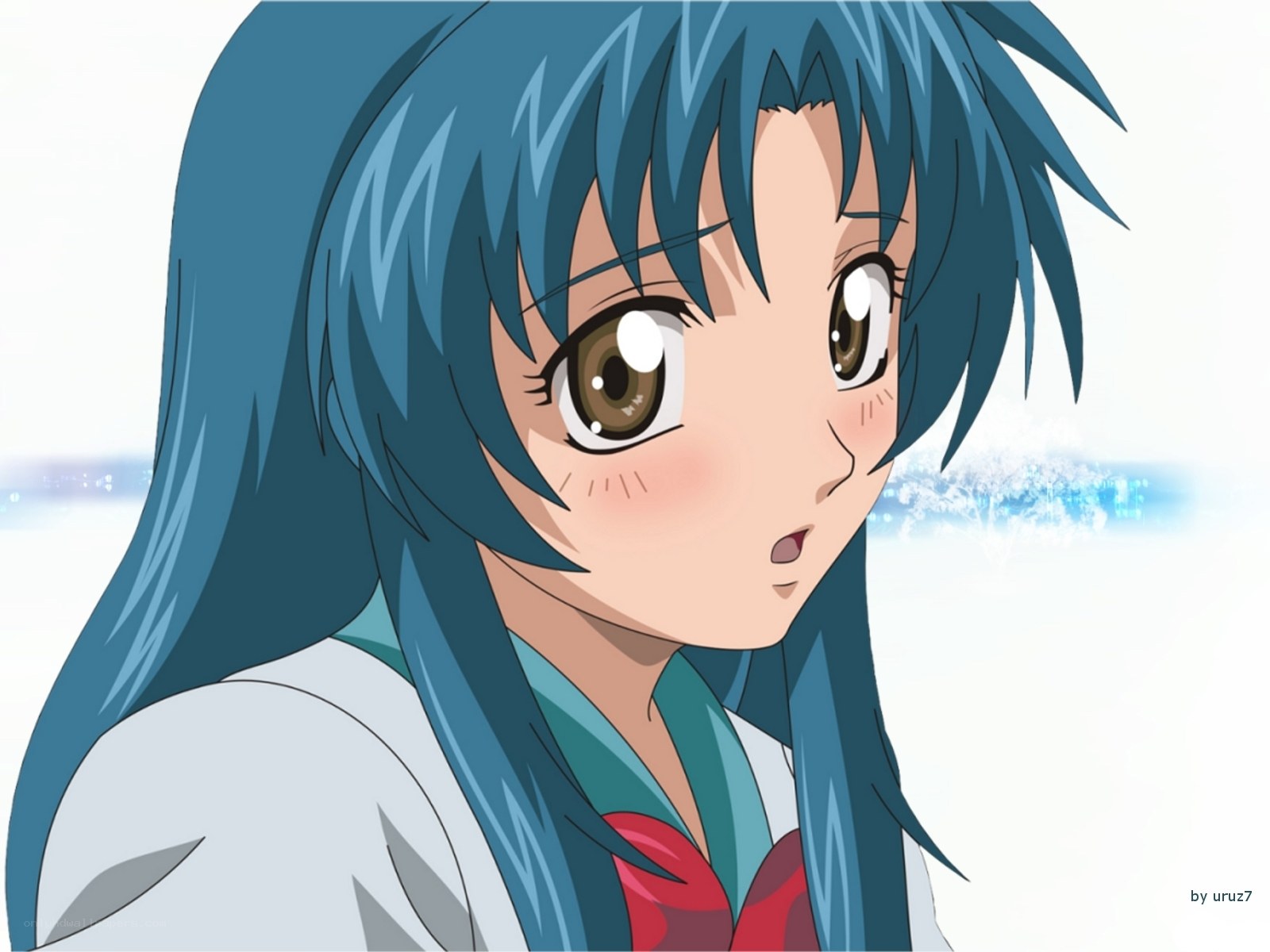anime girl with blue hair