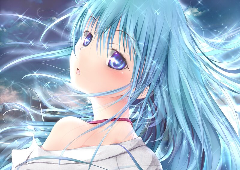 anime girl with blue hair