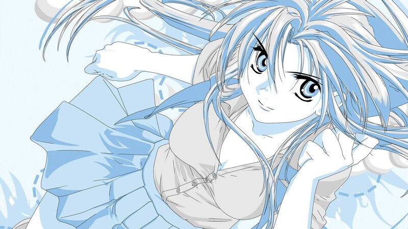 anime girl with blue hair